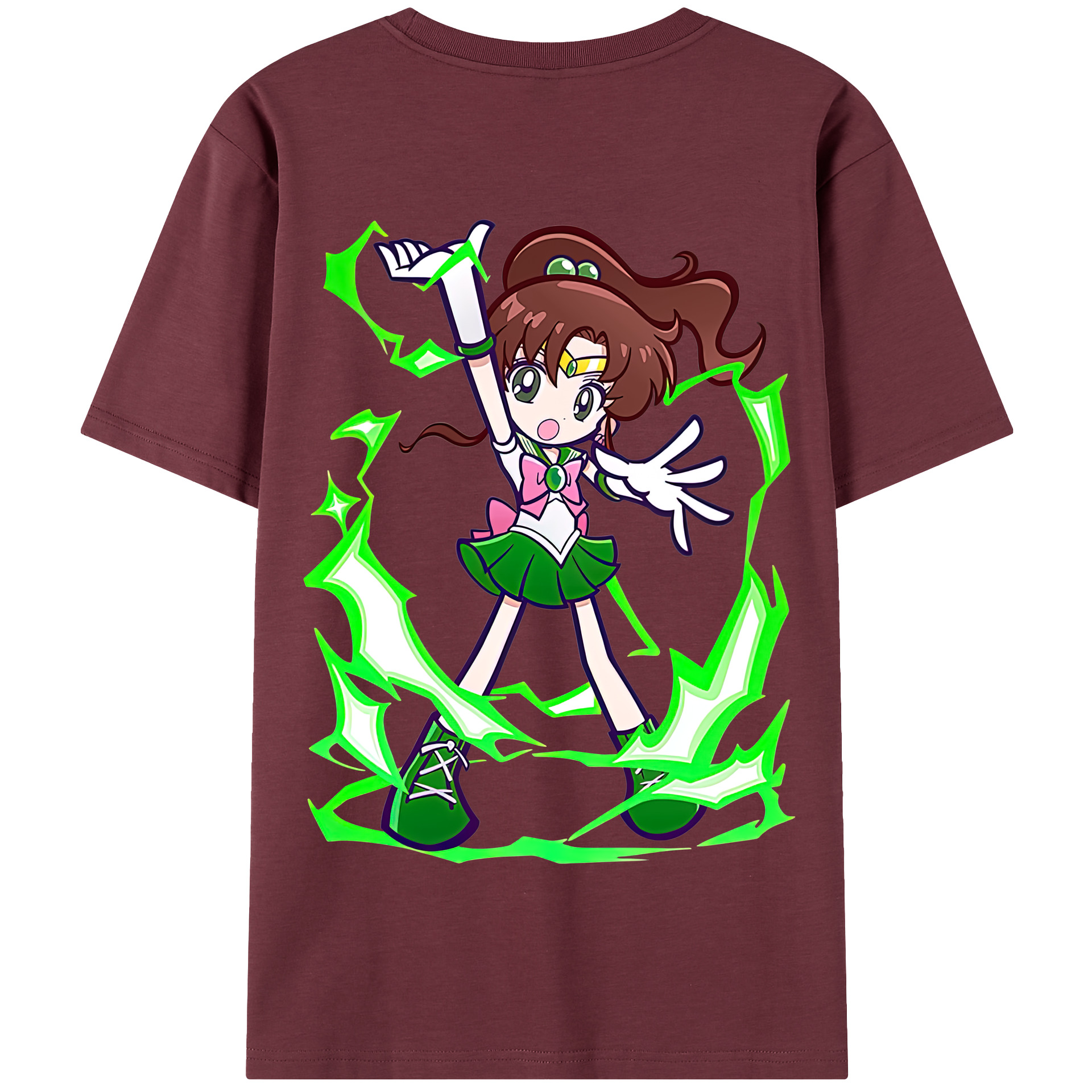 （画像用） 美少女戦士セーラームーン 木野 まこと きの まこと Sailor Moon Kino Makoto （セーラージュピター；Sailor Jupiter） 綿100％半袖Tシャツ（背面プリント）